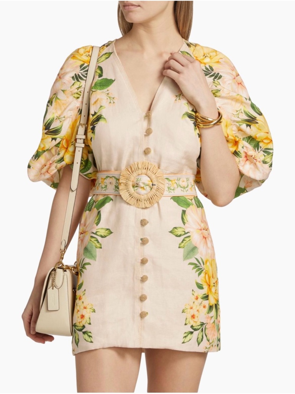 FARM Rio Garden Cascade Sand Minidress - NWT